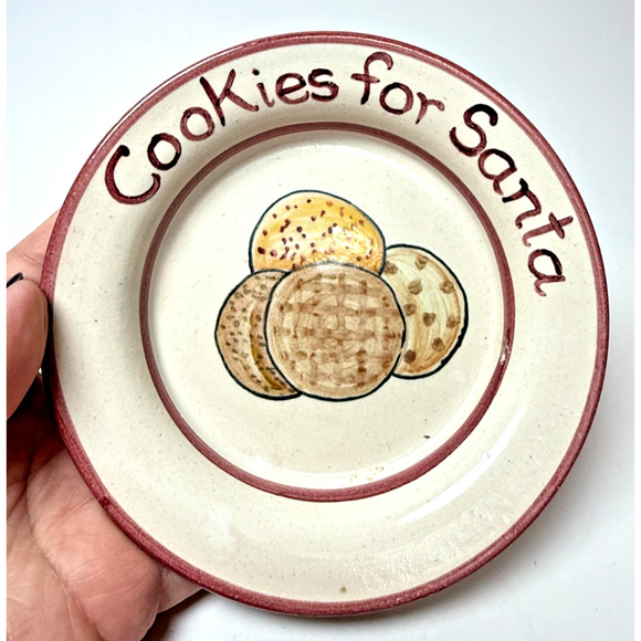 Vintage 6" Cagle Road Pottery Seagrove NC Cookies for Santa Plate Amanda McNeill - Picture 1 of 3
